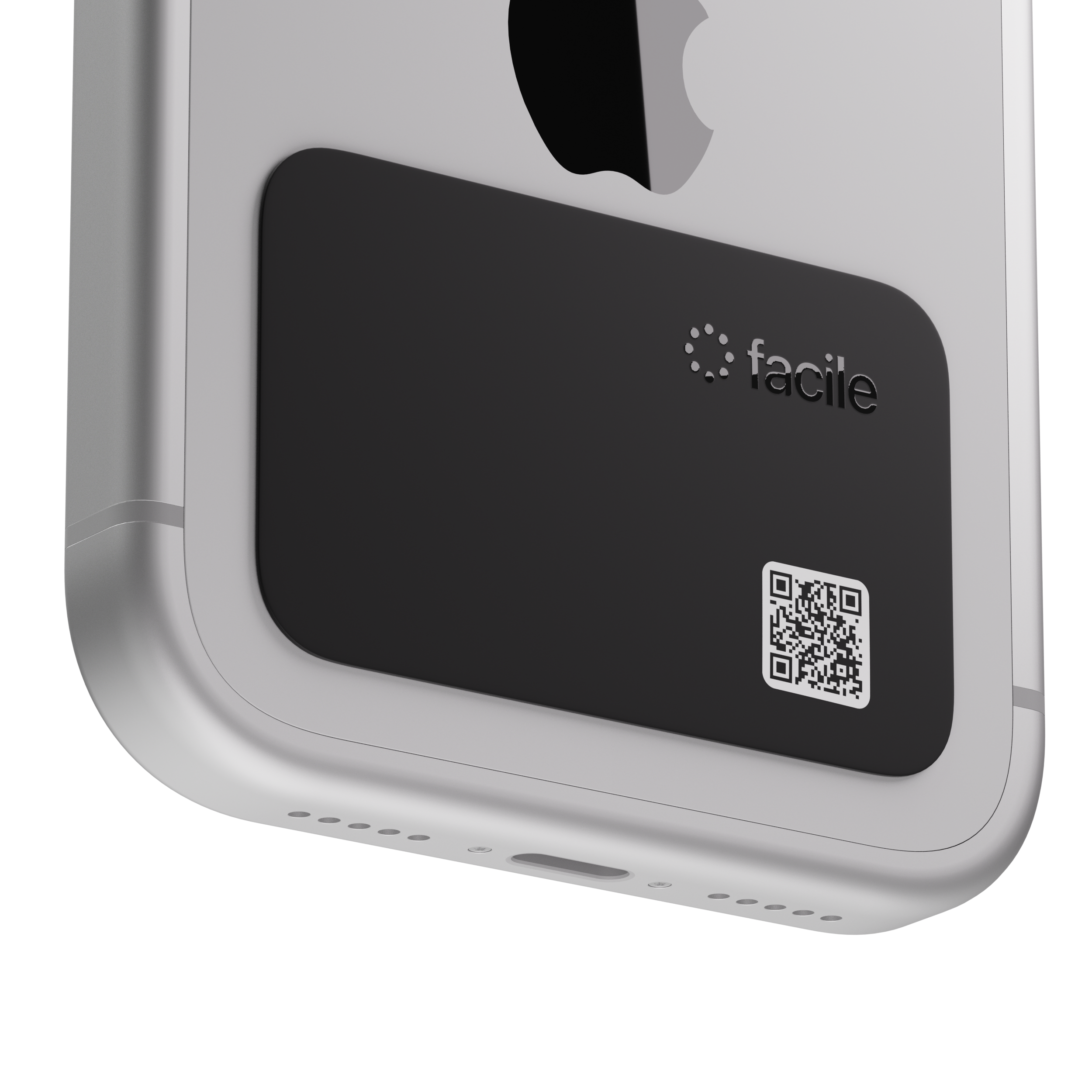 Brushed metal Facile NFC card on the back of a phone